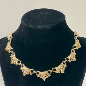 Vintage  Signed Coro Gold Tone Art Deco Egyptian Revival Necklace